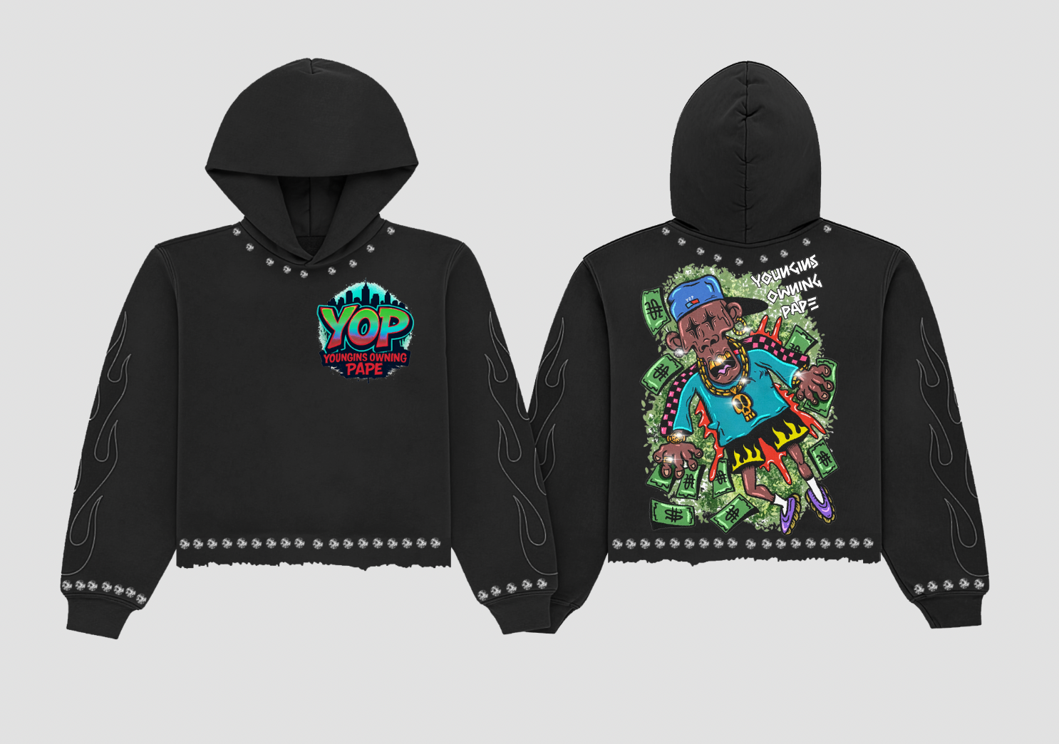 Distressed Cropped Hoodie 101