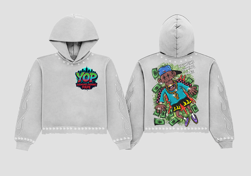 Distressed Cropped Hoodie 101